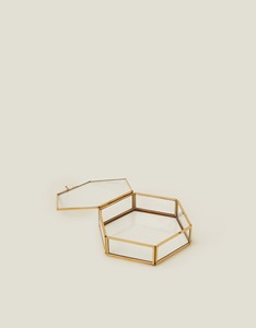 Caja Organizadora de Joyería Hexagonal Dorada, Caja Decorativa para el Hogar, Caja para Guardar Anillos, Pendientes y Bisutería - Product Image 4