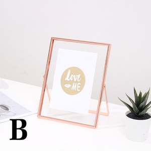 Antique <b>Gold</b> Metal Glass Picture <b>Frame</b> Desk Stand Photo Display Vintage Home Office Decor Stainless Steel Material <b>Frame</b> Supply - Product Image 2