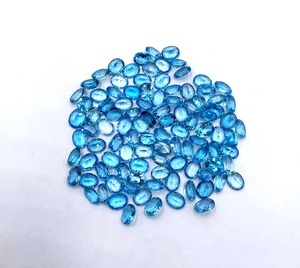 Topaze bleue suisse naturelle, taille ovale, pierres précieuses en vrac, 7mm 9mm, facettées, calibrées, vente en gros pour la fabrication de bijoux, Inde - Product Image 6