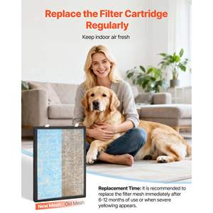 Filtre de remplacement HEPA H13 à 4 étages avec charbon actif pour purificateur d'air intérieur KJ420F-A35, lavable et réutilisable, bleu vert - Product Image 6