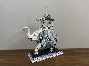 NIRMALA HANDICRAFTS Handcrafted Aluminum Blue Pottery Ambabari <b>Elephant</b> Figurine | Jaipur Blue Pottery Art Deco <b>Decorative</b> - Product Image 3