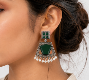 Fabricant Direct d'Usine - Boucles d'Oreilles Pendantes Bohèmes en Argent avec Fleur et Zircon, Bijoux de Soirée pour Femmes, Fournisseur en Gros - Product Image 2
