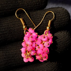 Pendientes de Ópalo Rosa de Etiopía con Cuentas, Oro de 14K, Gema Arcoíris - Product Image 4