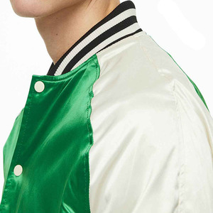Veste universitaire en satin vert pour homme, coupe classique, col rabattu, couleur unie, vêtement décontracté pour l'automne - Product Image 2