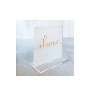 Numéro de Table Personnalisé en Acrylique Dépoli pour Mariage, Support Moderne en Acrylique Doré Effet Miroir pour Numéro de Table d'Événement - Vente en Gros - Product Image 6