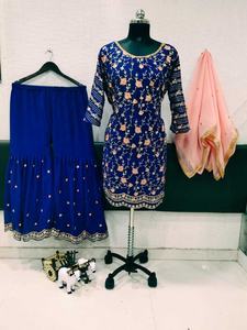 2021 vente chaude pakistanais indien mariée Lehenga Gharara pantalon sur mesure Salwar Kameez robe Viscose soie coton pour les fêtes - Product Image 6