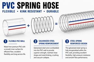 KARYON Steel Wire Spring Reinforced Flexible PVC <b>Hose</b> 48-152mm Diameter <b>Vacuum</b> Resistant Wall Mount Industrial Liquid Transfer - Product Image 2