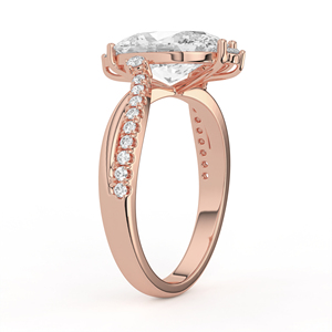 Anillo de compromiso ovalado de diamantes arquitectónicos con tiara de chevron y banda curva de oro amarillo, con diamantes cultivados en laboratorio, certificados IGI, de varias piezas. - Product Image 3