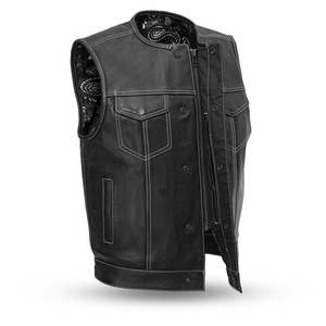 Gilet de moto en cuir de haute qualité pour homme, personnalisé, respirant, sans manches, en cuir de vachette, vente en gros OEM - Product Image 2