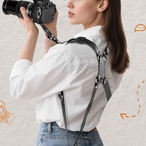 สายรัดกล้องแบบสบายพร้อมสายรัดคู่ ปรับได้สำหรับกล้อง DSLR และกล้องมิเรอร์เลส เหมาะสำหรับช่างภาพมืออาชีพ - Product Image 6