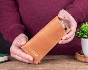 Vintage Genuine Leather <b>Glasses</b> <b>Case</b> Soft Cowhide Spectacles Pouch Luxury Handmade Slim Sunglasses Cover Bag LGC-0009 - Product Image 1