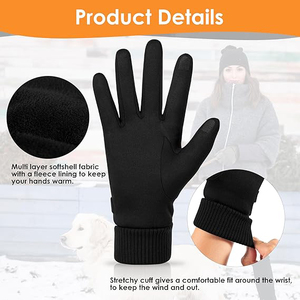 Classic Fashion Leather <b>Gloves</b> For Men With <b>Warm</b> Wool Lining And Touchscreen Fingertips For Winter Driving - Product Image 2