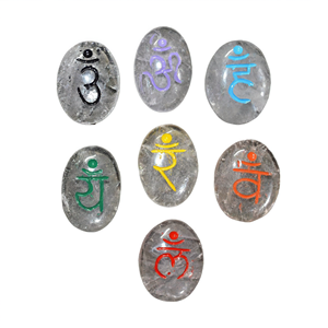 Ensemble de cristaux de quartz ovales gravés en sanskrit pour le Feng Shui, souvenir d'affaires et décoration intérieure - Product Image 2