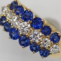 Bague élégante en or massif avec diamant rond bleu et blanc, bijou de mariage, idéale pour les fêtes, cadeau pour femme