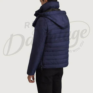 Veste matelassée épaisse bleu marine pour homme avec capuche amovible extra large, parka d'hiver chaude matelassée, manteau thermique d'extérieur - Product Image 2