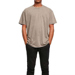 Camiseta de algodón de punto de color liso para hombre, de manga corta, cuello redondo, corte casual, teñido liso, longitud regular - Product Image 2