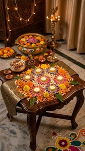 Porte-bougies à bougies chauffe-plat de luxe, faits main en métal durable et écologique, avec broderie traditionnelle de perles et de fils de soie, pour Diwali - Product Image 4