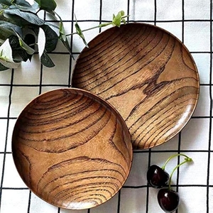 Vaisselle de service réutilisable écologique pour la maison et la cuisine, assiettes et plats en bois, ensemble de vaisselle en bois massif - Product Image 3