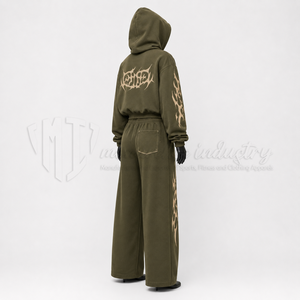 Conjunto de Sudadera con Capucha y Pantalones Anchos Personalizados para Mujer, Estilo Urbano Informal de Dos Piezas - Product Image 5
