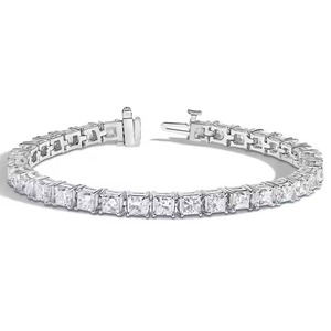 New Round Shape Moissanite Diamond Bracelet Bezel Setting 18K White Gold Diamond Bracelet for Both Men and Women - Product Image 3