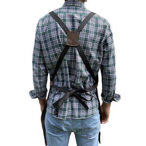 Delantal de cuero marrón con bolsillos, estilo clásico y duradero para trabajo y cocina, delantales de cuero - Product Image 5