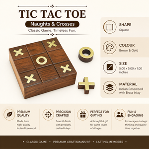 Handcrafted Indian Rosewood <b>Tic</b> <b>Tac</b> <b>Toe</b> Game Box | Wooden Noughts & Crosses Strategy <b>Board</b> Game Decorative Gift Set Home Decor - Product Image 5