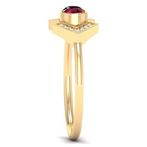 แหวนเพชรโมอิสซาไนต์ทรงรีประดับทับทิม 0.5 กะรัต ทองคำขาว 14K ยี่ห้อ REYES Luxury พร้อมใบรับรอง GRA สำหรับผู้หญิง เครื่องประดับชั้นดี - Product Image 3