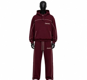 Men's Fitness Tracksuit Full <b>Zip</b> <b>Hooded</b> Sports Set with Comfortable Stretch Fabric - Product Image 2