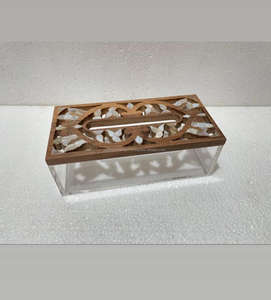 Boîte à mouchoirs moderne avec incrustation de nacre et de résine, porte-mouchoirs disponible à prix avantageux, cadeaux en provenance d'Inde - Product Image 2