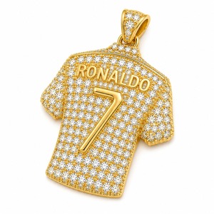Venta al por Mayor Personalizada No. Collar de Hip Hop con Colgante de Camiseta de Fútbol, 7 Piezas, Oro de 18K, Diamantes Cultivados en Laboratorio, para Hombre - Product Image 3