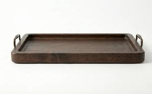 Bandeja de Servir de Nogal Macizo Ecológica Hecha a Mano con Asas de Bronce, Bandeja Portátil para Catering y Mesa de Café - Product Image 5