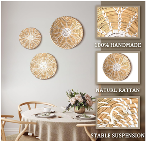 Boho Woven Seagrass <b>Hanging</b> <b>Wall</b> Tray <b>Basket</b> Decor for Bedroom, Kitchen, Living Room - Product Image 5