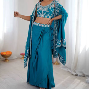 Nouvelle collection 2026 : Dhoti, Shrug et Choli de style occidental pour fêtes, toutes saisons, vente en gros - Product Image 1