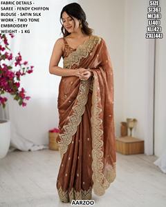 Sari Gulabi traditionnel pour fête d'hiver Avyanka Shahi - Product Image 4