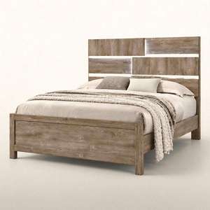Cama Moderna con Plataforma Color Crema, con Marco de Cama con LED Integrado y Base de Madera Sintética para Dormitorio Contemporáneo - Product Image 5