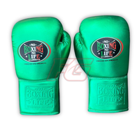 Guantes de Boxeo Profesionales, Color Verde Brillante, Transpirables, Ligeros, Sin Boxeo No Hay Vida, para Sparring y Entrenamiento, con Cordones
