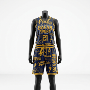 Premium 180 GSM Polyester <b>Mesh</b> Basketball Jersey Short <b>Set</b> Blue Yellow Tackle Twill Custom Women's <b>Sets</b> - Product Image 5