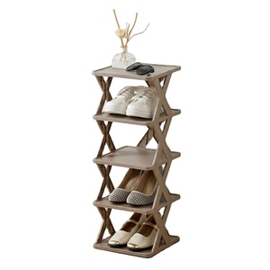 Meuble de rangement d'entrée autoportant au design minimaliste, organisateur d'espace, étagère à chaussures en plastique à 5 niveaux, moderne - Product Image 1