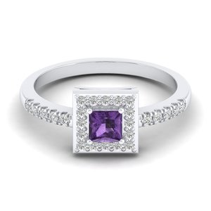 Anillo REYES Elegance con Gema de Amatista Natural y Moissanita Certificada por GRA, Joyería Fina Personalizada en Plata de Ley 925 - Product Image 1