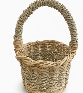 LAURA Handwoven Rattan Mix Seagrass <b>Basket</b> with Handle Natural Fiber Decorative Storage <b>Basket</b> for Home Decor <b>Gift</b> and Organizer - Product Image 1