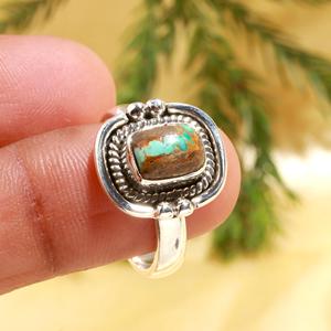 Classic Style <b>Turquoise</b> Gemstone Cushion Shape Unisex 925 Sterling Silver Wedding Engagement Anniversary Party <b>Ring</b> - Product Image 1