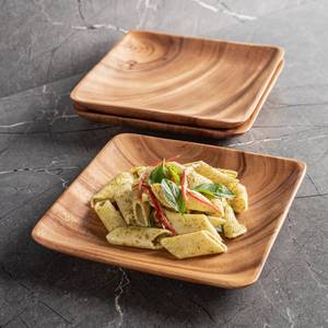 Plateau de rangement carré en bois, finition polie, design minimaliste, à un seul niveau, sculpté, compatible lave-vaisselle, multifonctionnel, pour table, pour aliments - Product Image 4