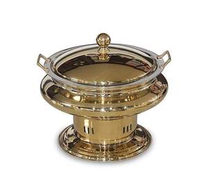 Ensemble de réchauds de luxe en acier inoxydable doré avec couvercle dôme, chauffe-plats pour buffet, compatible lave-vaisselle, non toxique, pour traiteur de mariage - Product Image 4