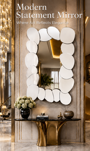 Espejo de Pared con Diseño de Burbujas, Espejo Decorativo Rectangular para Baño, Dormitorio, Sala de Estar, Moderno |   Elegante Soporte de Pared de 41*31 Pulgadas - Product Image 4