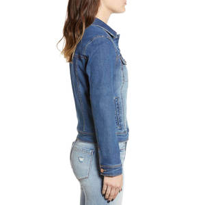 Women's <b>Cropped</b> Blue <b>Denim</b> <b>Jacket</b> Casual Button Up Vintage Streetwear Jean Coat Custom Fashion Outerwear - Product Image 3