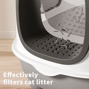 Arenero para Gatos E Classic XXL, Estilo Práctico y Moderno, Fácil de Limpiar, Alta Relación Calidad-Precio, Material de Arena de Bentonita, Color Gris - Product Image 2