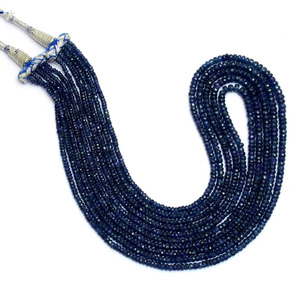 Cuentas facetadas de zafiro AAA+ de 2.5mm-5mm, cuentas de zafiro azul birmano natural, piedras preciosas para la elaboración de collares en capas. - Product Image 5