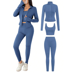 Oferta Especial: Conjunto de Sujetador Deportivo Plisado Nude con Relleno y Espalda Elegante, y Leggings de Yoga Ajustados con Bolsillos - Product Image 3