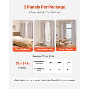 Set di 2 tende oscuranti 84 pollici di lunghezza 52 pollici ciascuna per camere da letto che migliorano la Privacy e il controllo della luce - Product Image 5