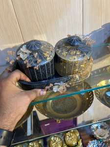 Pot de rangement en métal pour fruits secs avec couvercle, récipient décoratif pour noix et bonbons pour comptoir de cuisine, table à manger, service festif - Product Image 4